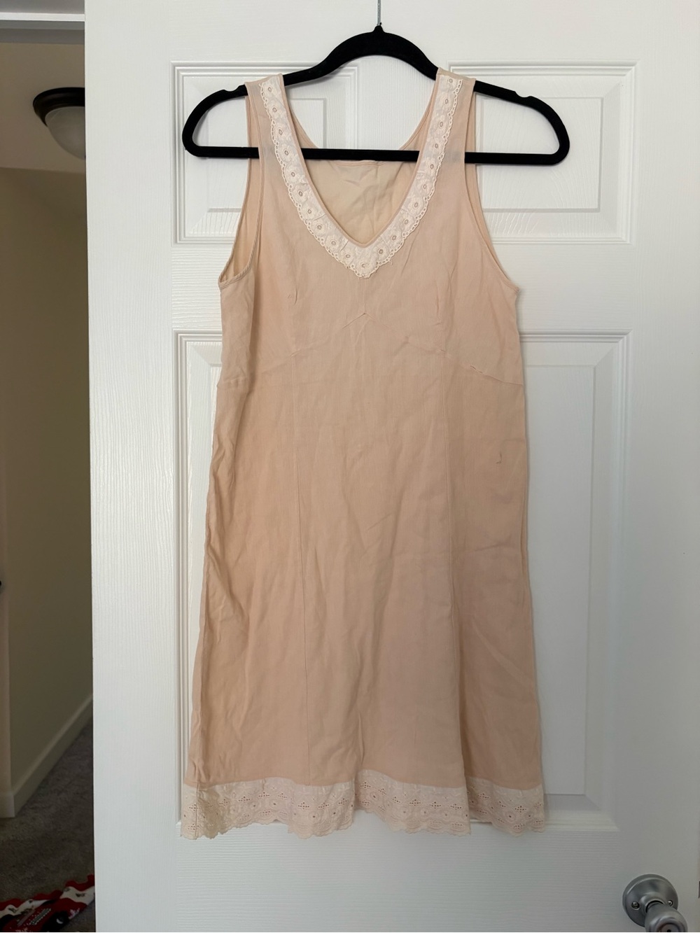 Vintage 1960s Sleeveless Lace-Trim Slip in Beige